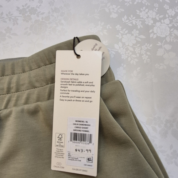 Calia Women's Ground Fennel Sage Green Scuba Cargo Shorts XL - Picture 4 of 6